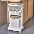 thumbnail image 4 of 17"×13"×32" 2-Tier Laundry Basket, Sorting Hamper for Laundry with Wheels Small Clothes Storage Organizer Shelf Rolling Cart for One Person, 4 of 9