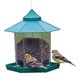 thumbnail image 1 of Comederos para pájaros para colgar al aire libre, comedero para pájaros, comedero para pájaros salvajes con techo para decoración exterior y reloj (verde), 1 of 5