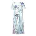 thumbnail image 4 of CHOK Robe Décontractée en Lin à Manches Courtes Col Rond pour Femmes Couleur Unie Coton Lin Robe d'Été 2024 avec Poches Gris TG, 4 of 5