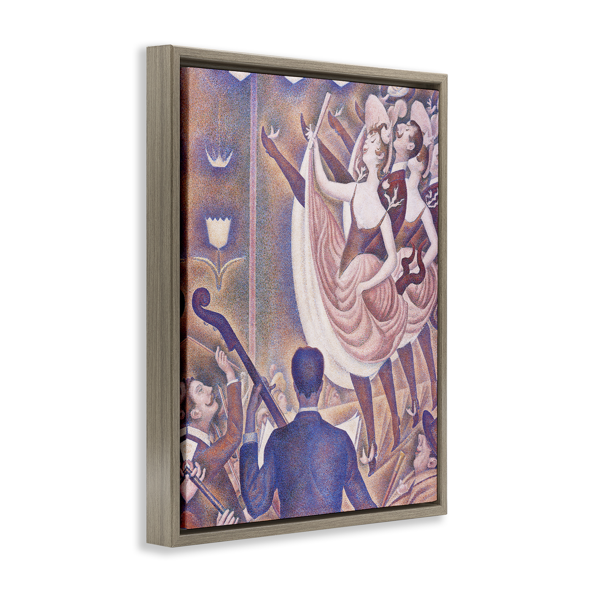 Stupell Industries Classic Seurat Dancers People Painting Brown Floater Framed Canvas Art Print Wall Art, 25 x 31