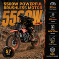 thumbnail image 3 of Q1 Electric Dirt Bike for Teens & Adults - 5500W 57 MPH Motor, 65 Miles Range, 60V 30Ah Removable Battery, 14"/12" Tires, Dual Disc Braking & Full Suspension Off-Road Motorcycle, 3 of 10