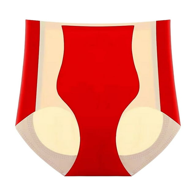 Fgnfyis Culottes Taille Haute pour Femmes en Soie Glacée Sans Couture pour Lifting Post-Partum Culottes Triangle Confortables Culottes Rouges m