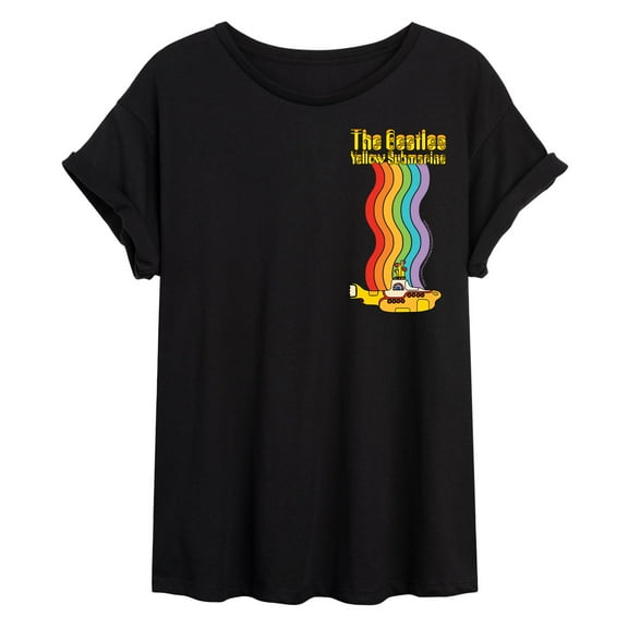 The Beatles - Yellow Submarine Oversized Left Chest Graphic - Juniors Ideal Flowy Muscle T-Shirt