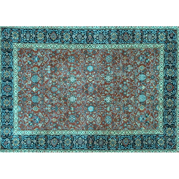 Ahgly Company Indoor Rectangle Persian Light Blue Traditional Area Rugs, 5' x 7'