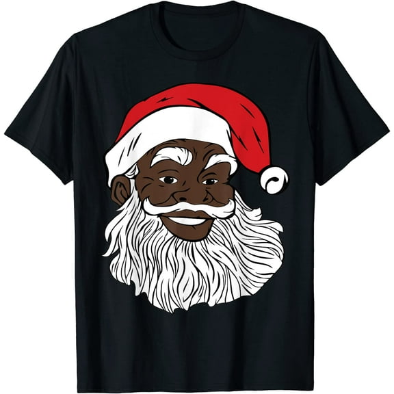 Black Happy Santa T-Shirt - Fun African American Santa