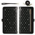 thumbnail image 5 of Asuwish Phone Case for Google Pixel 7 Pro 5G Zipper Wallet Detachable Cell Cover with Tempered Glass Screen Protector Crossbody Lanyard Strap Bling Glitter Flip Card Holder Slot Pixel7Pro 7XL Black, 5 of 7