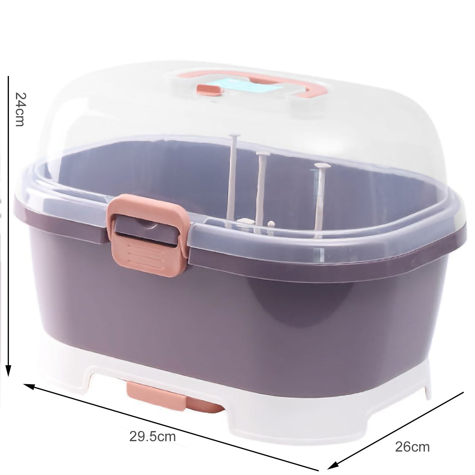 Baby Bottle Storage Drying Rack, Portable Nursing Cutlery Box Container, Anti-Dust Protect Lid Cover Organizer Drain Board,For Home And Travel Use. (Purple)
