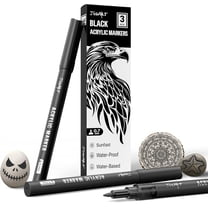 JusArt 3 Pack Black Permanent Markers, 0.7mm Fine Point Acrylic Paint ...