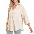 thumbnail image 5 of Timegard Womens Tops Lapel V Neck Button up Loose Shirts Solid Color Casual Comfy Blouse Top Summer, 5 of 8