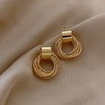 thumbnail image 1 of Pendientes Retro de Metal dorado para mujer, aretes pequeños circulares múltiples, joyería coreana, pendientes para fiesta y boda, regalo de joyería, 1 of 3