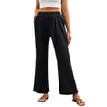 thumbnail image 2 of Gomelly Ladies Trousers Elastic Waist Bottoms Loose Fit Palazzo Pant Women Baggy Daily Wear Yoga High Black M, 2 of 7