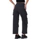 thumbnail image 3 of Pantalones de mezclilla casuales para mujer INSPIRE CHIC, de pierna ancha y media altura, con bolsillos cargo, color negro, 3 of 6
