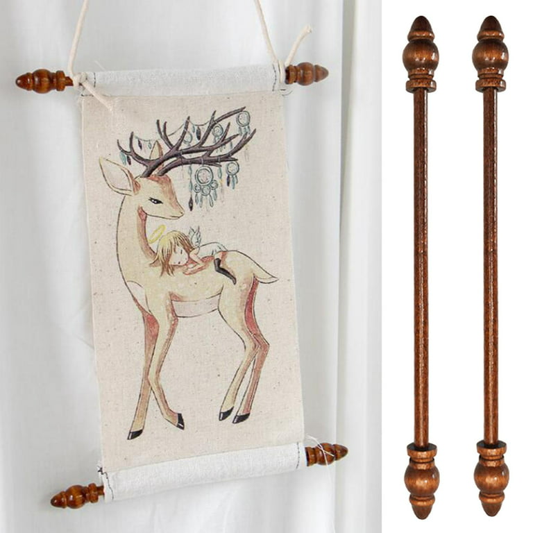 7'' Pole Wall Hanger Set of House Accessory Wooden Tapestry Hanging Poles Drawings Hanger Rods, Size: 18 cm, Brown