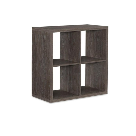 Riverbay Furniture Four Cubby Wood Storage Cabinet in Gray