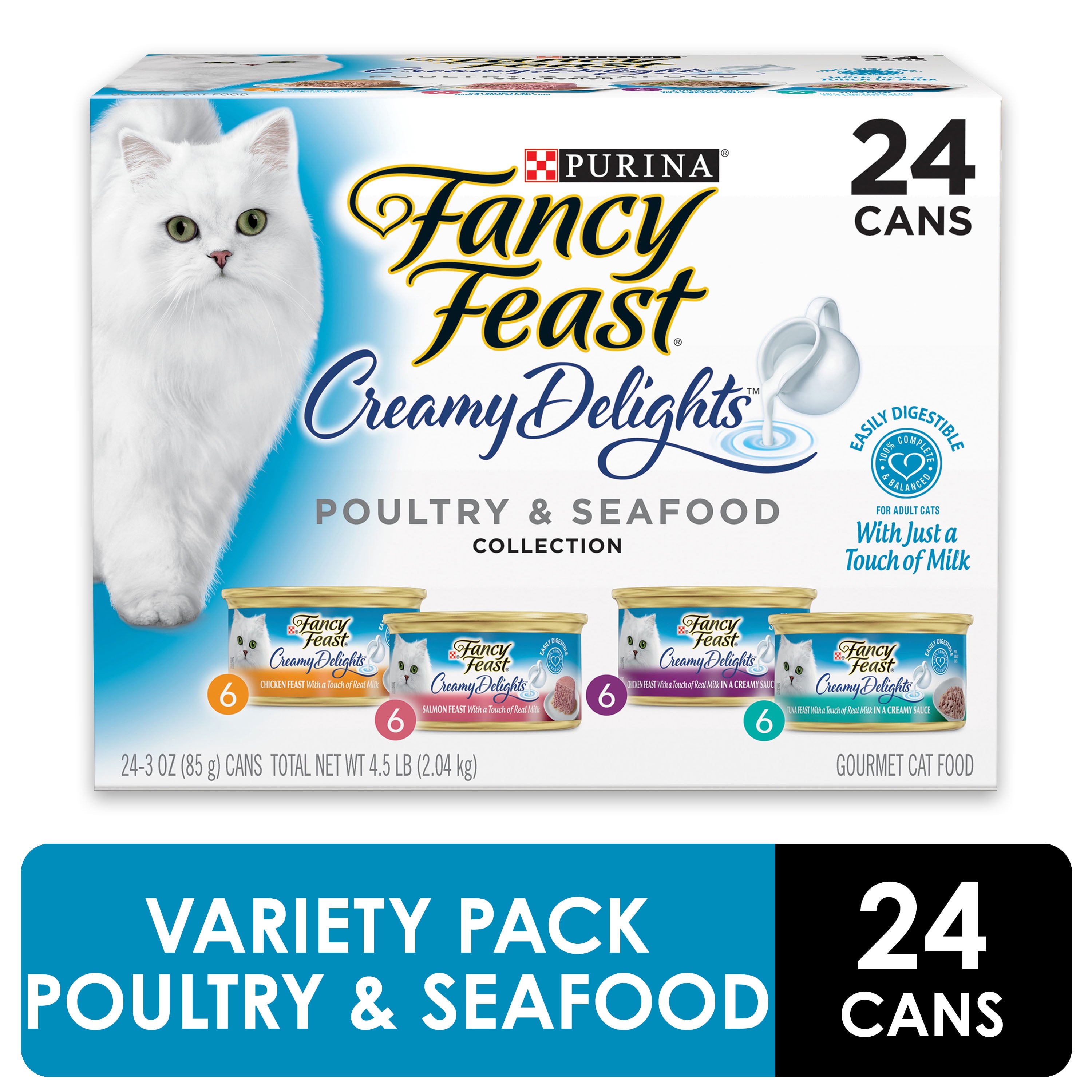 (24 Pack) Fancy Feast Wet Cat Food Variety Pack, Creamy Delights ...