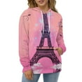 thumbnail image 4 of Eiffel Tower with Butterflies Men's Women Vintage 3D Hooded Sweatshirt - All-Season Loose Fit Streetwear, 4 of 6