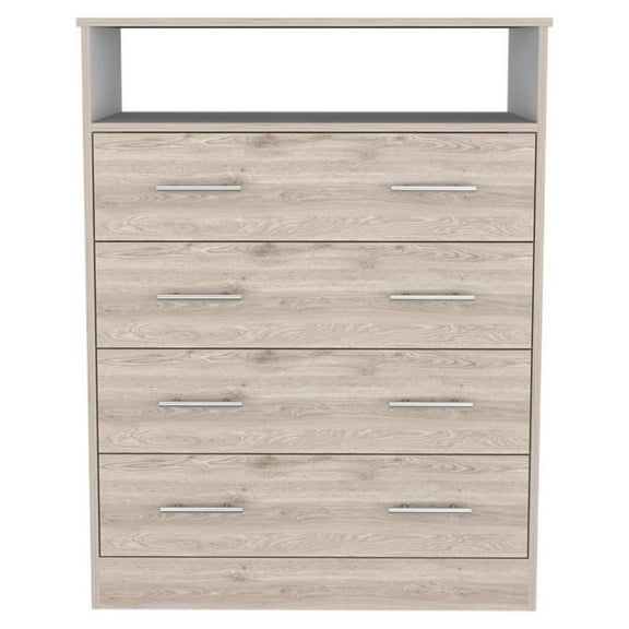 Trent Home Engineered Wood Four Drawer Dresser in Light Grey and White