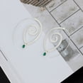 thumbnail image 3 of Pendientes redondos en espiral Qarigey colgantes de oreja con diamantes de imitación verdes plata, 3 of 6