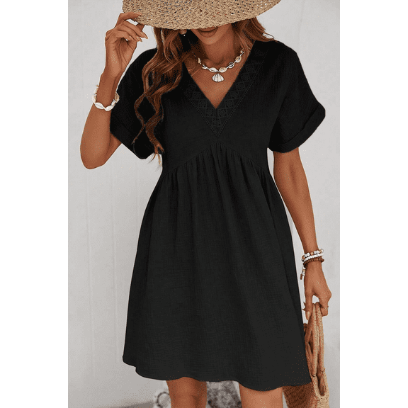 Women's Dress w/Lace V-Neck