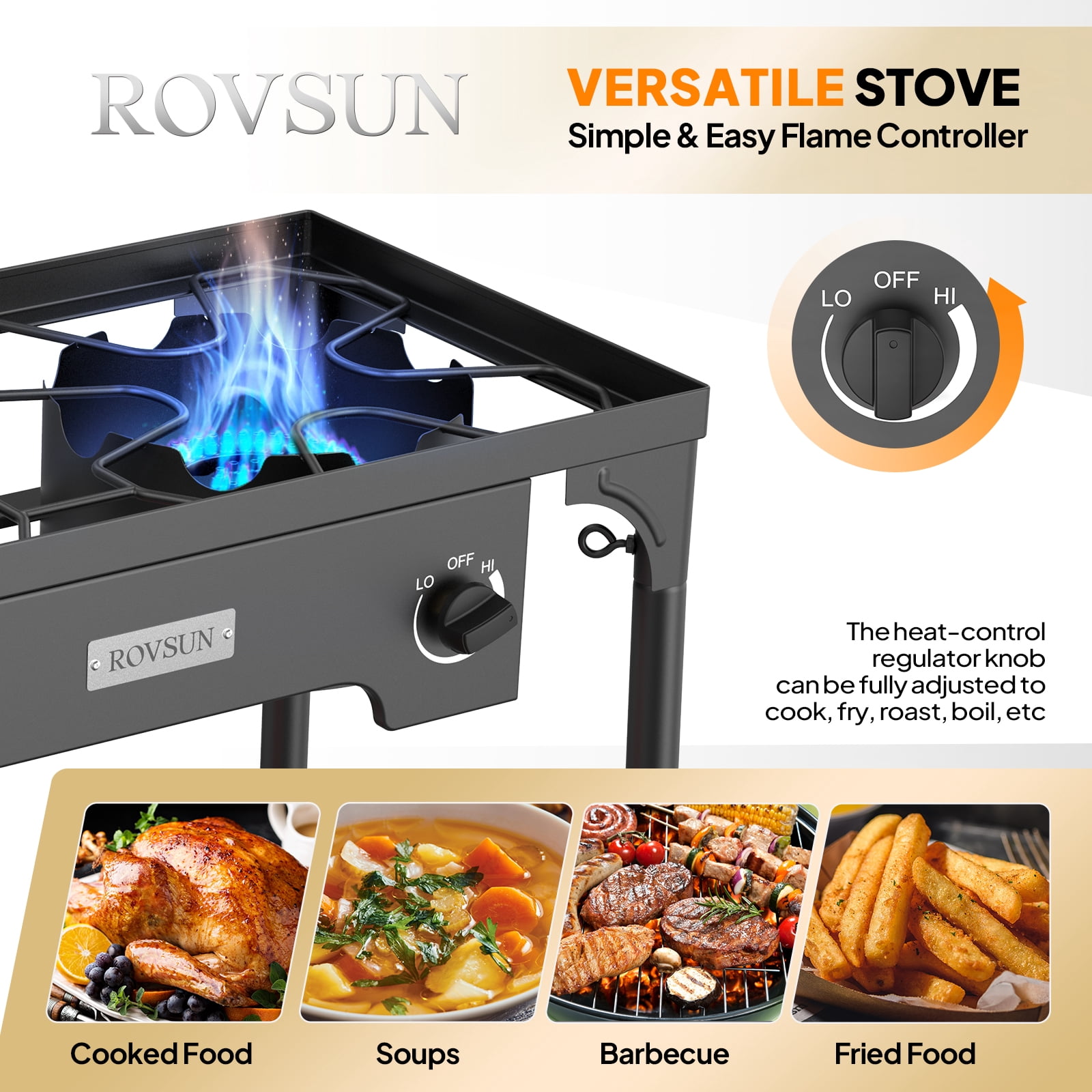VINGLI 2 Burner Outdoor Propane Gas Stove 150,000 BTU High Pressure Stand Cooker for Backyard Cooking Camping Home Brewing Canning Turkey Frying, 20 PSI Regulator