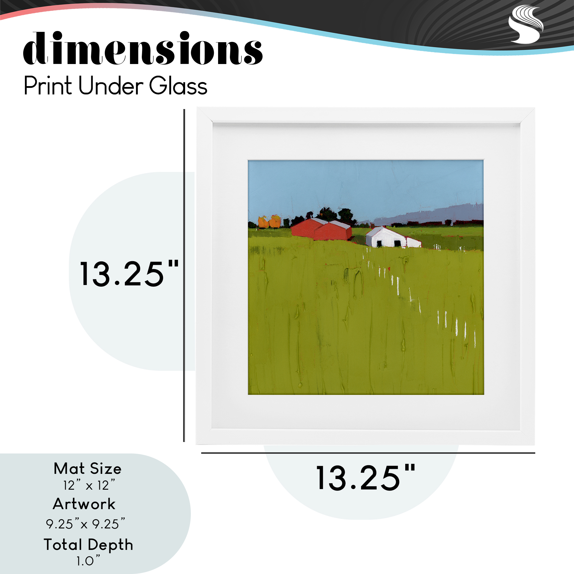 Pastoral Fence Line White Framed Print Under Glass, design by Ruth LaGue