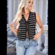 thumbnail image 5 of Suéter de Punto A Crochet para Mujer, Sin Mangas, con Cuello en V y Lazo Frontal, A Rayas, Estilo , para Verano 2025 Negro S, 5 of 9