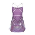 thumbnail image 4 of Sakmal Mini Summer Dresses for Women 2024 Square Neckline Purple Evening Party Sleeveless Patent Leather Gradient Sexy Bodycon Dress, 4 of 6