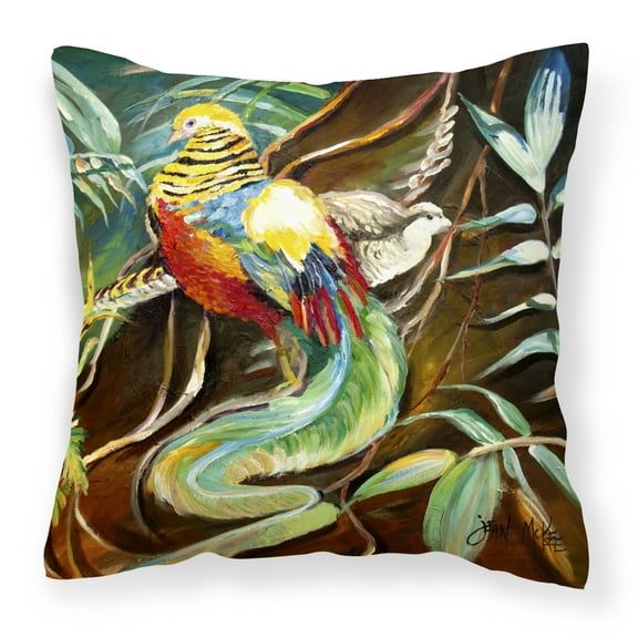 Carolines Treasures JMK1221PW1414 Mandarin Pheasant Canvas Fabric Decorative Pillow  14Hx14W multicolor