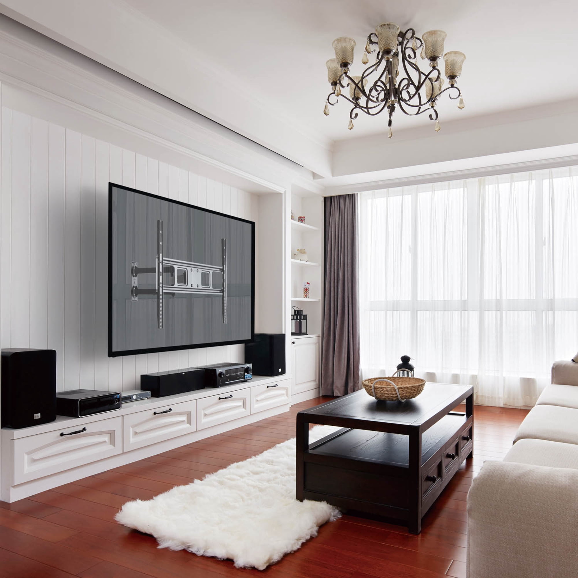 Emerald Full Motion TV Wall Mount Kit for 32-85” TVs, Swivel TV Mount with 15’ LED Cable and Universal Remote Control