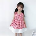 thumbnail image 2 of Toddler Girls Dresses Casual Size 18 Months-24 Months Kid Sleeveless Cotton Plaid Bowknot Patchwork Princess Dress Outfits Play Dress, 2 of 8