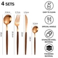 thumbnail image 2 of Juego de 16 piezas, juego de cubiertos con mango de superficie de madera y cabeza de oro mate, juego de cubiertos de acero inoxidable, juegos de utensilios, juego de servicio para 4, 2 of 6