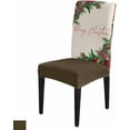 thumbnail image 4 of Chair Covers for Dining Room Set of 6,Merry Christmas Words on Green Stretch Seat Protector Removable Washable Chairs Slipcovers for Kitchen Banquet Wedding Hotel,Pine Cone Berry, 4 of 6