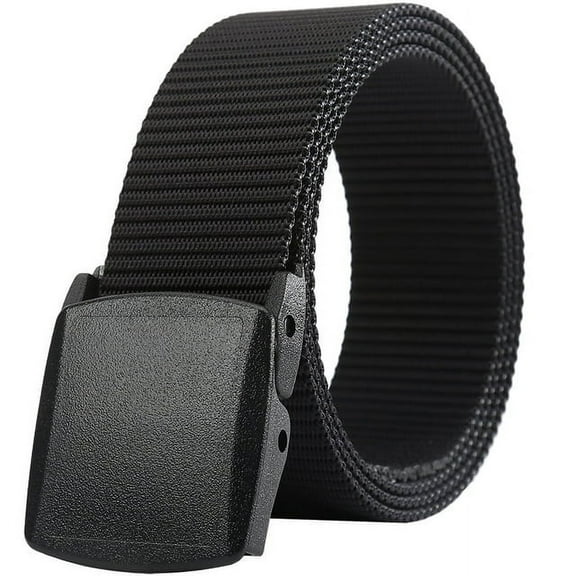 Q&Q ESSENTIALS Mens Belt Canvas Nylon Belts for Men with Plastic Cam Belt Buckle Black Size 34-38