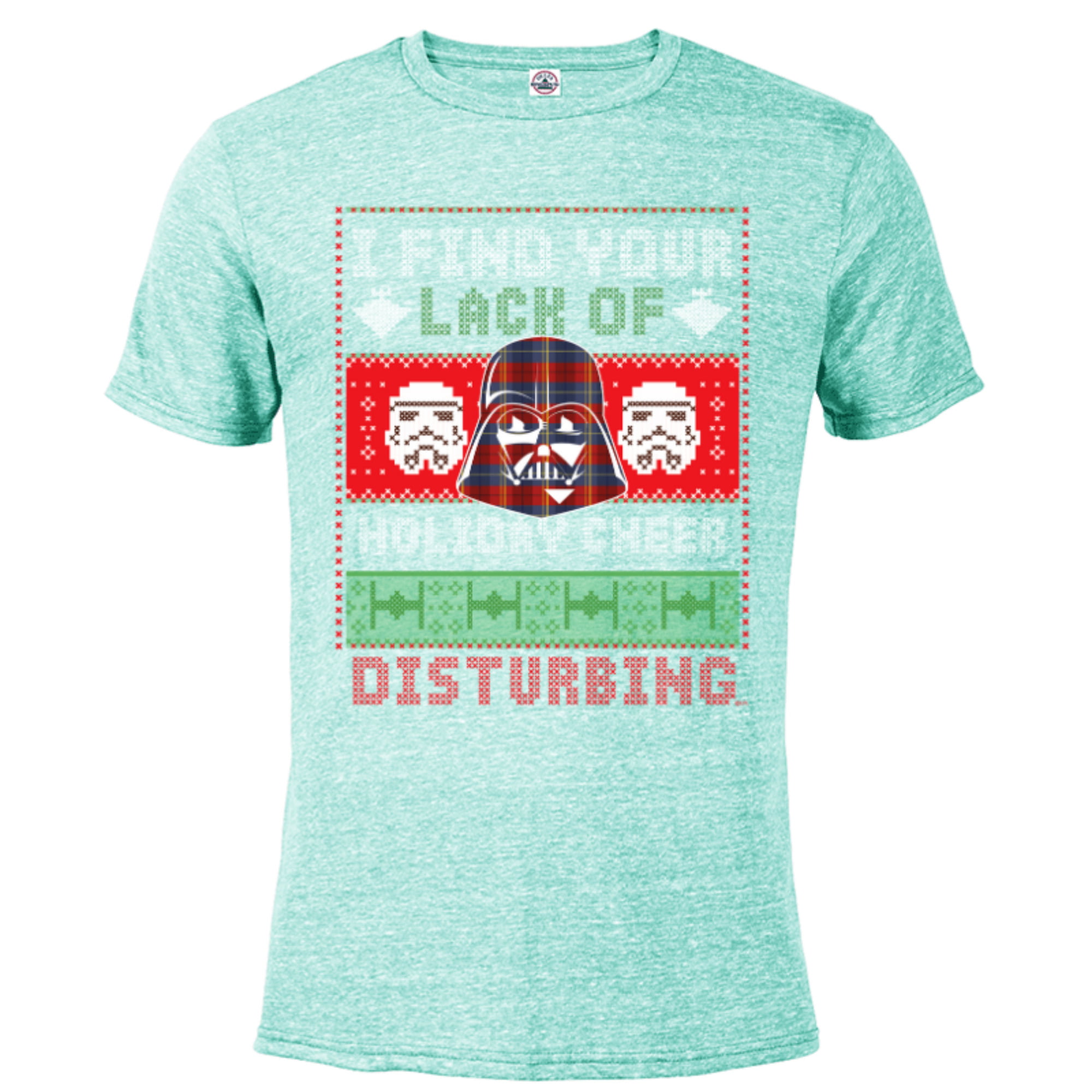 Oceanië peddelen Klas Star Wars Darth Vader Ugly Christmas Sweater - Short Sleeve Blended T-Shirt  for Adults - Customized-Celadon Snow Heather - Walmart.com