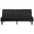 Mainstays Memory Foam PillowTop Futon with Cupholder, Black Faux Leather