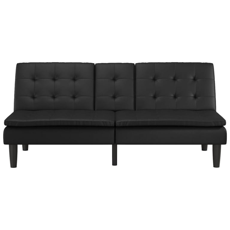 Mainstays Memory Foam PillowTop Futon with Cupholder Black Faux Leather