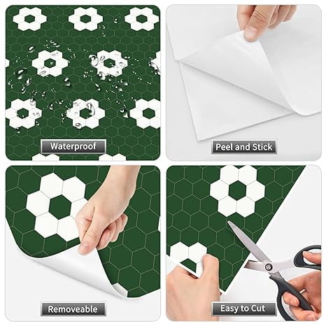 MORCART Peel and Stick Floor Tile, Vinyl Flooring Waterproof, DIY Flooring for Bathroom, Kitchen, Fireplace, Pet House, Stairs, Bedrooms, Wall(20PCS,7.87" x 7.87",Dark Green)