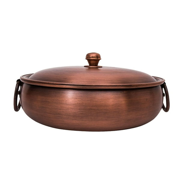Olla de cobre para sopa, olla de cocción lenta, olla binaural, olla para estofado, olla para guisar para la familia, cordero hervido doméstico, fiesta 32 cm