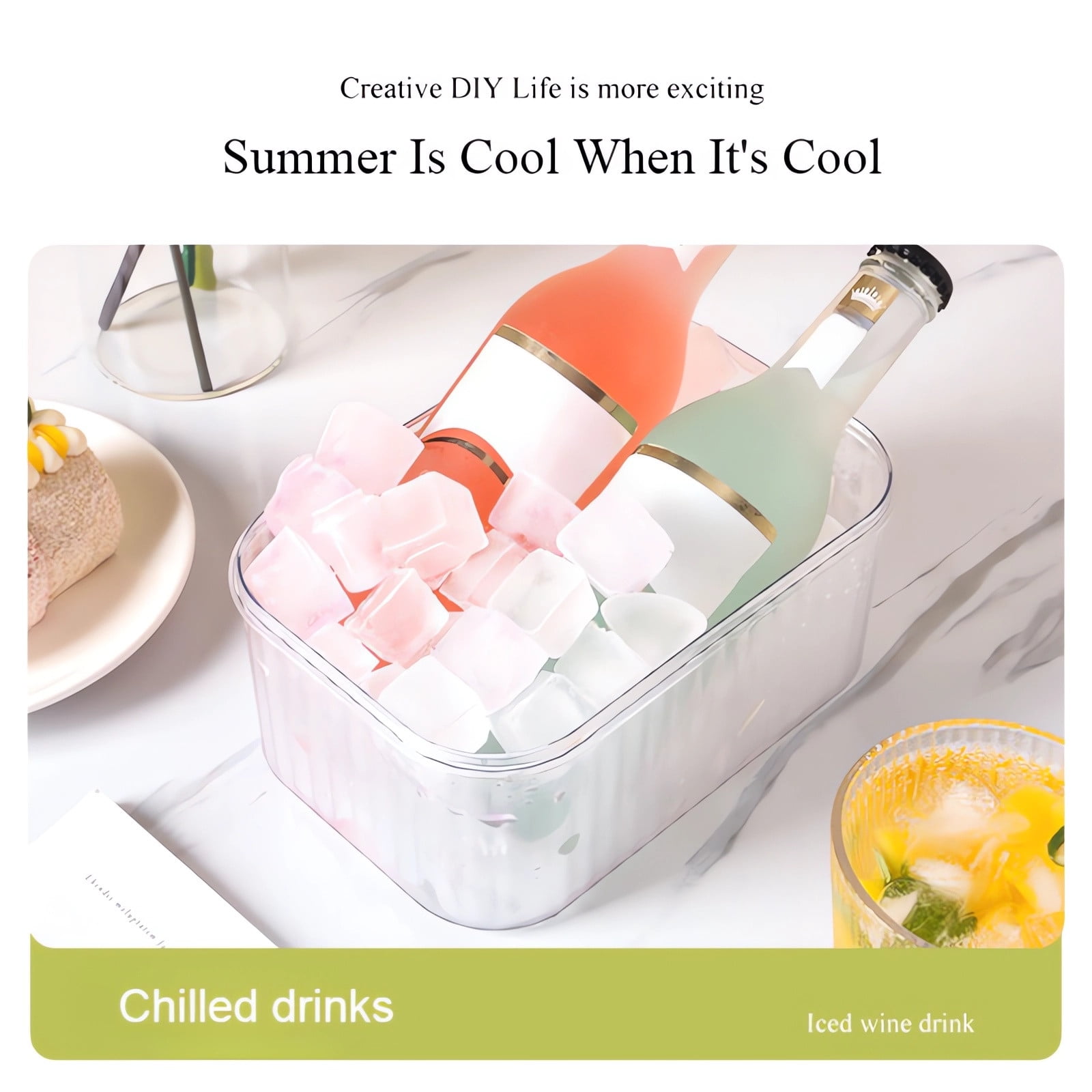 Push Ice Tray With Lid Ice Tray Ice Maker, Easy Release Ice Mold Freezer Ice Tray With Storage Bin Scoop, Large Capacity Ice Container Food Grade Ice Tray Ice Maker