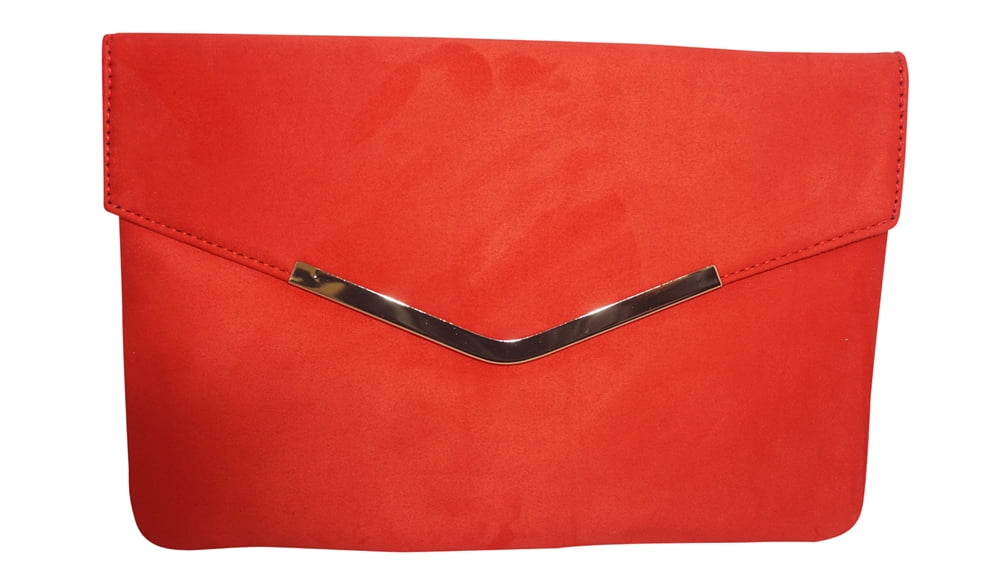 red suede clutch purse