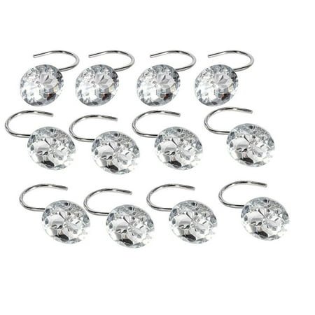 12pcs Shower Curtain Hooks Rings Bathroom Decorative Rhinestone 12pcs Shower Curtain Hooks Rings Bathroom Decorative Rhinestone Rolling Crystal