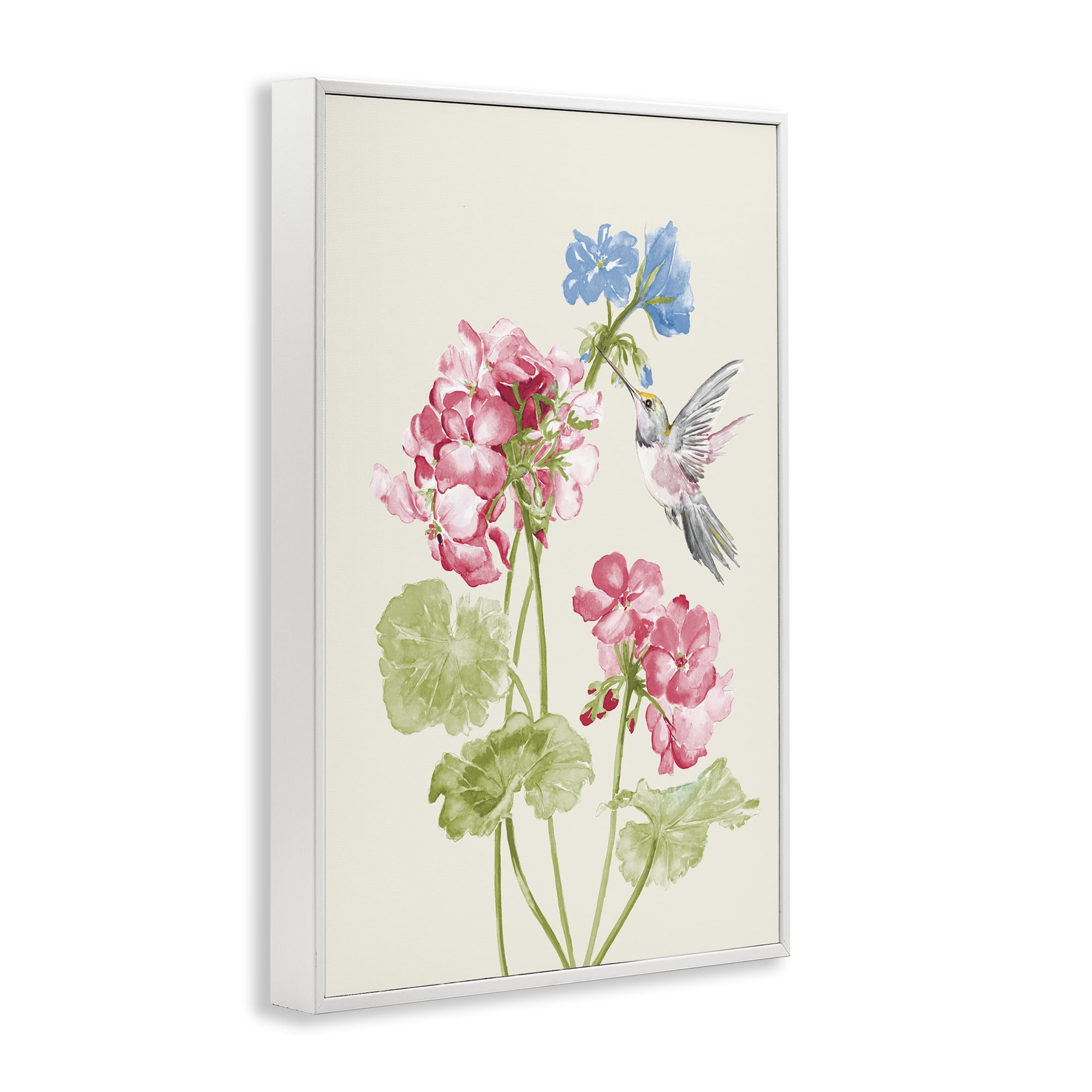 Stupell Industries Geraniums In Bloom Botanical & Floral Painting White Framed Art Print Wall Art, 12 x 18
