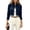 Navy, variant on Women's Faux Suede Cropped Jacket Stand Collar Long Sleeve Open Front Short Jacket Elegant Casual Slim Fit Blazer Dressy Fall Winter Office Outfits