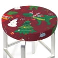 thumbnail image 3 of Hirioo Dinosaur Christmas Happy New Year for Round Bar Stool Seat Covers Washable Stool Cushion Slipcover Elastic Bar Chair Covers for 12-14 Inch Chair-12 inch, 3 of 7