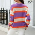 thumbnail image 4 of Sweaters For Women Sevevn Women's Striped Color Block Knitted Round Neck Sweater Long Sleeve Pullover Top, 4 of 4