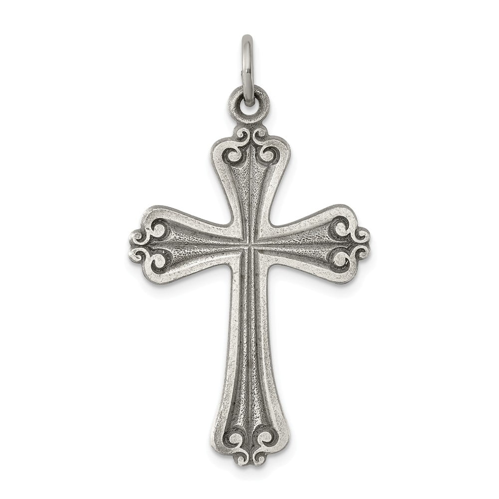 Solid 925 Sterling Silver AntiquedStyle Cross Pendant (22mm x 36mm