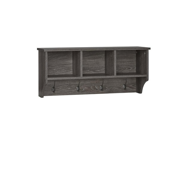 Woodbury Collection Maison RiverRidge® Étagère avec casiers et crochets, 14 po. (h) x 31,63 po. (larg) x 9,38 po. (p), bois patiné