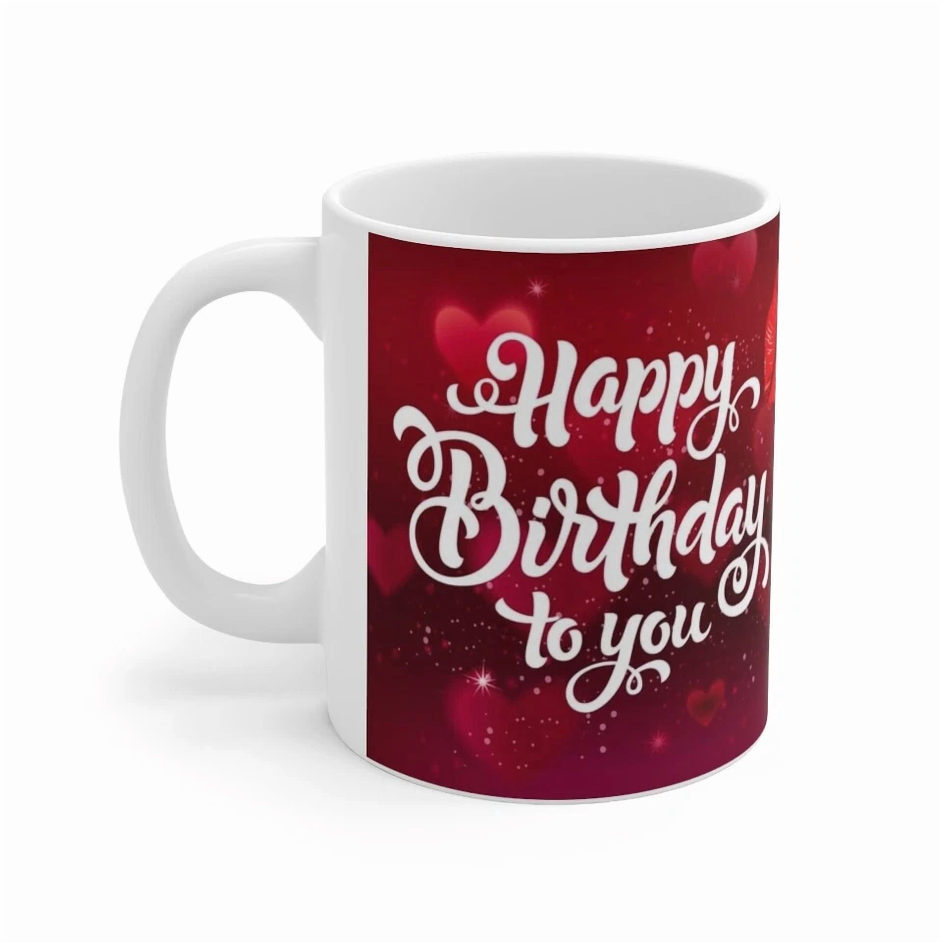 BUTTERFLY- Happy Birthday To You Ceramic Mug 11Oz Heart & Kiss & Evil Eye Symbol