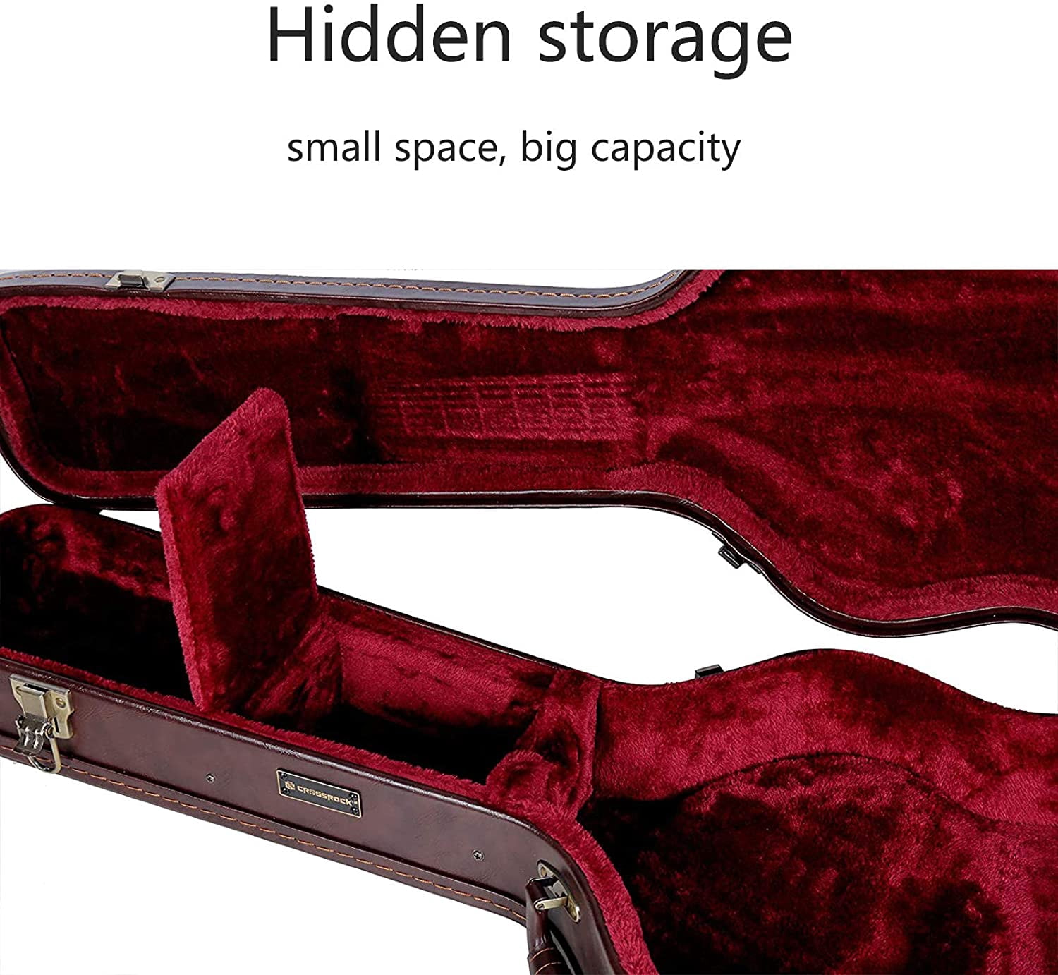 Crossrock Les Paul Electric Guitars Case with Semi-vintage Look Arched Hardshell in Brown