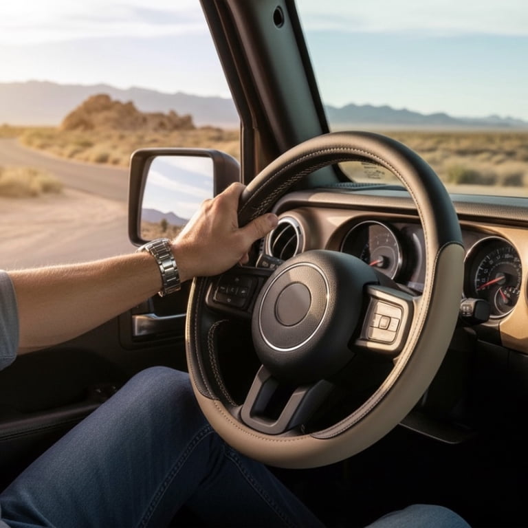 Beige Truck Steering Wheel Cover, 15-16 In photo 6
